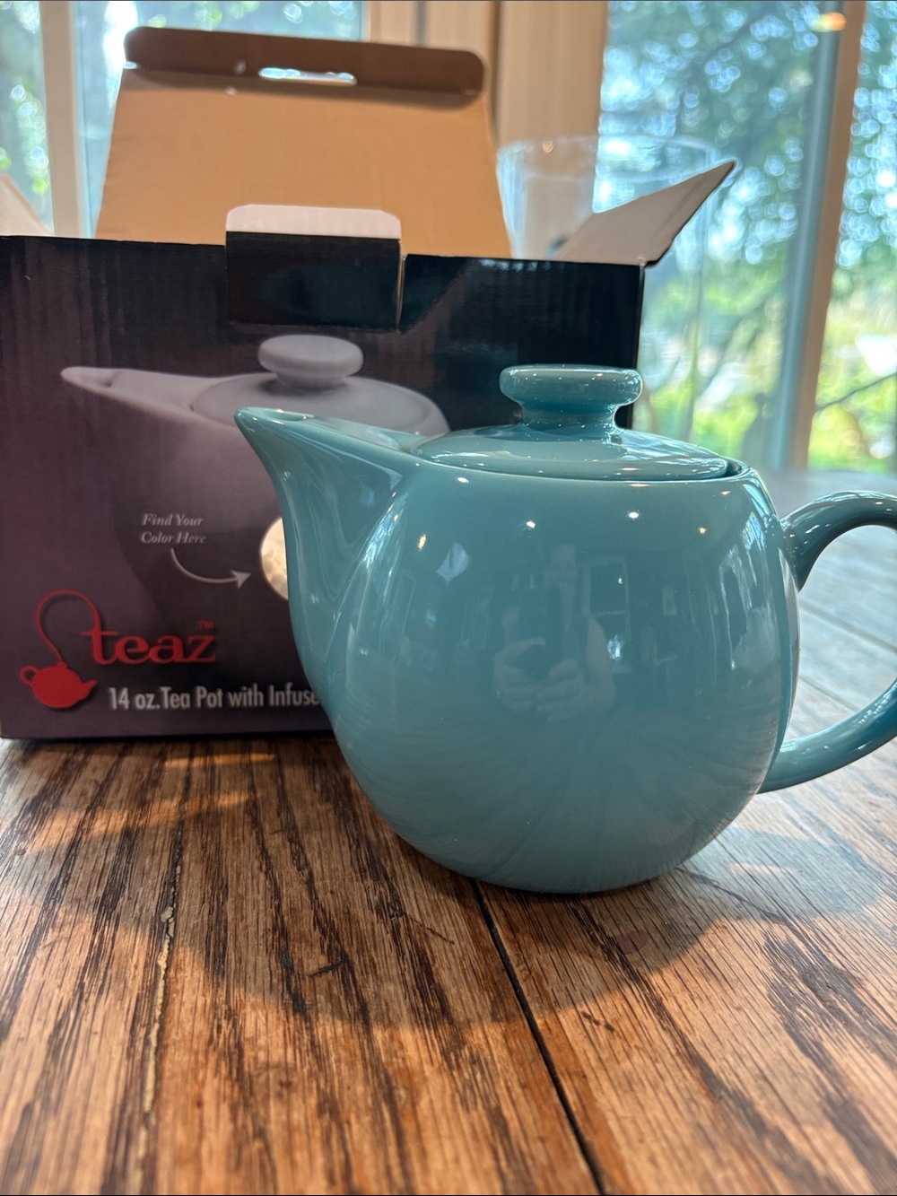 14 oz. Blue Ceramic Tea Pot with Infuser